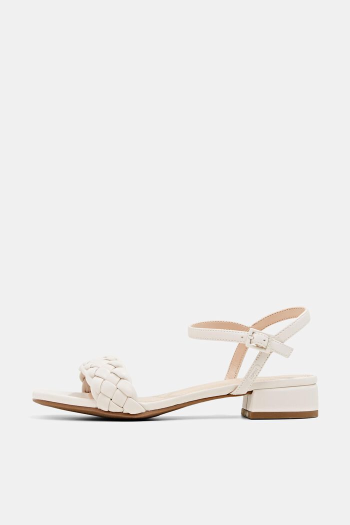 Sandals with braided straps, OFF WHITE, overview