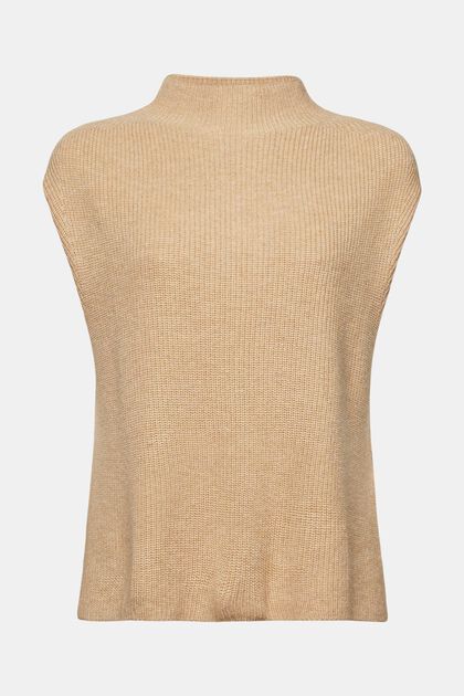 Wool Blend Rib-Knit Vest