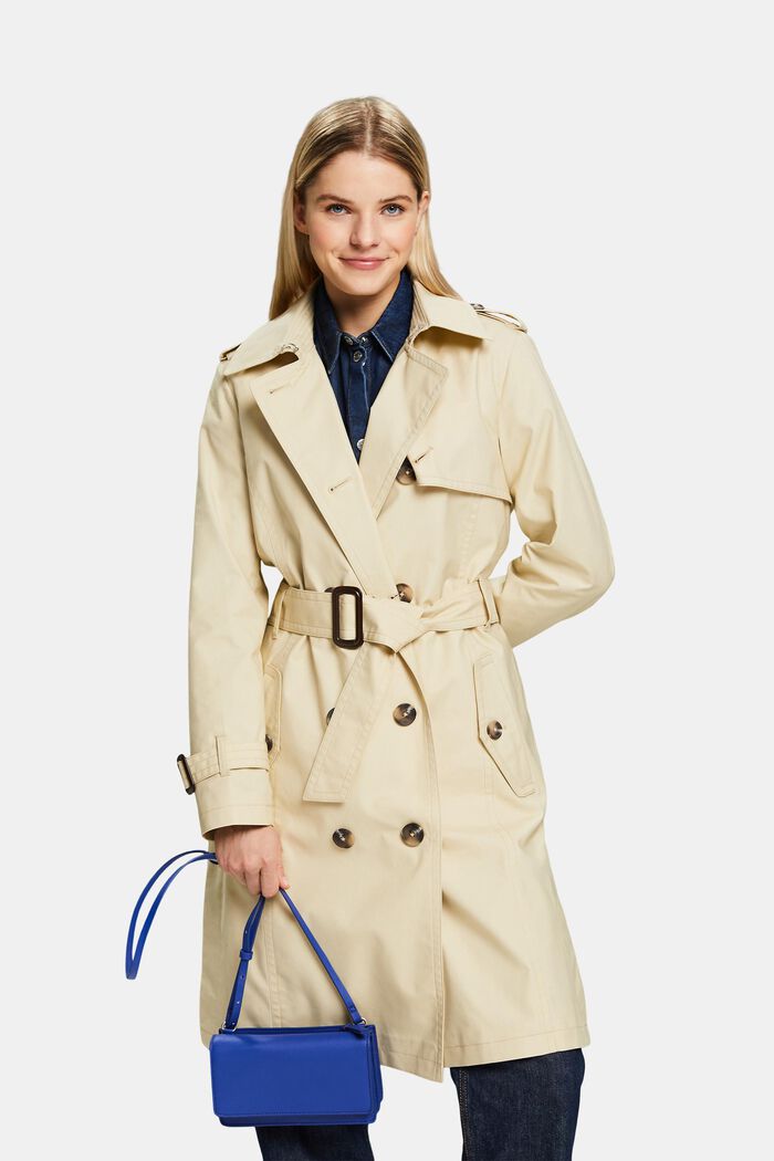 Belted Double-Breasted Trench Coat, SAND, detail image number 0