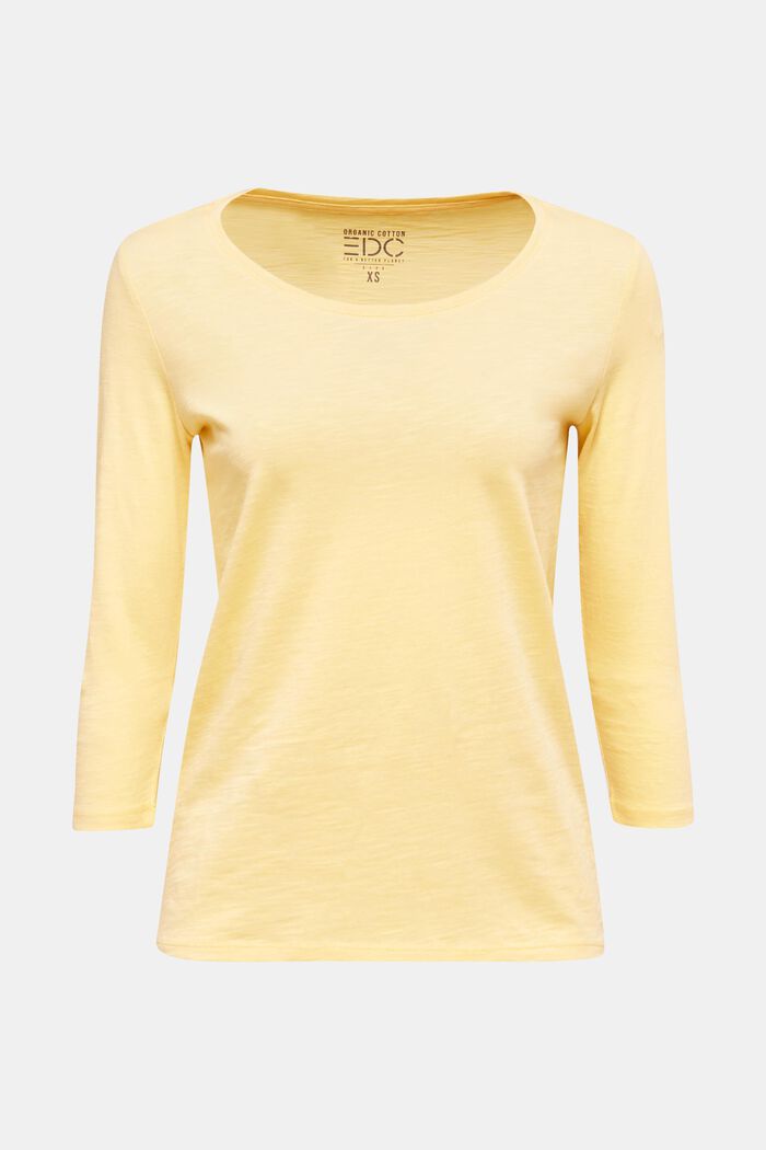 Cotton top, 3/4 sleeves, LIGHT YELLOW, detail image number 0