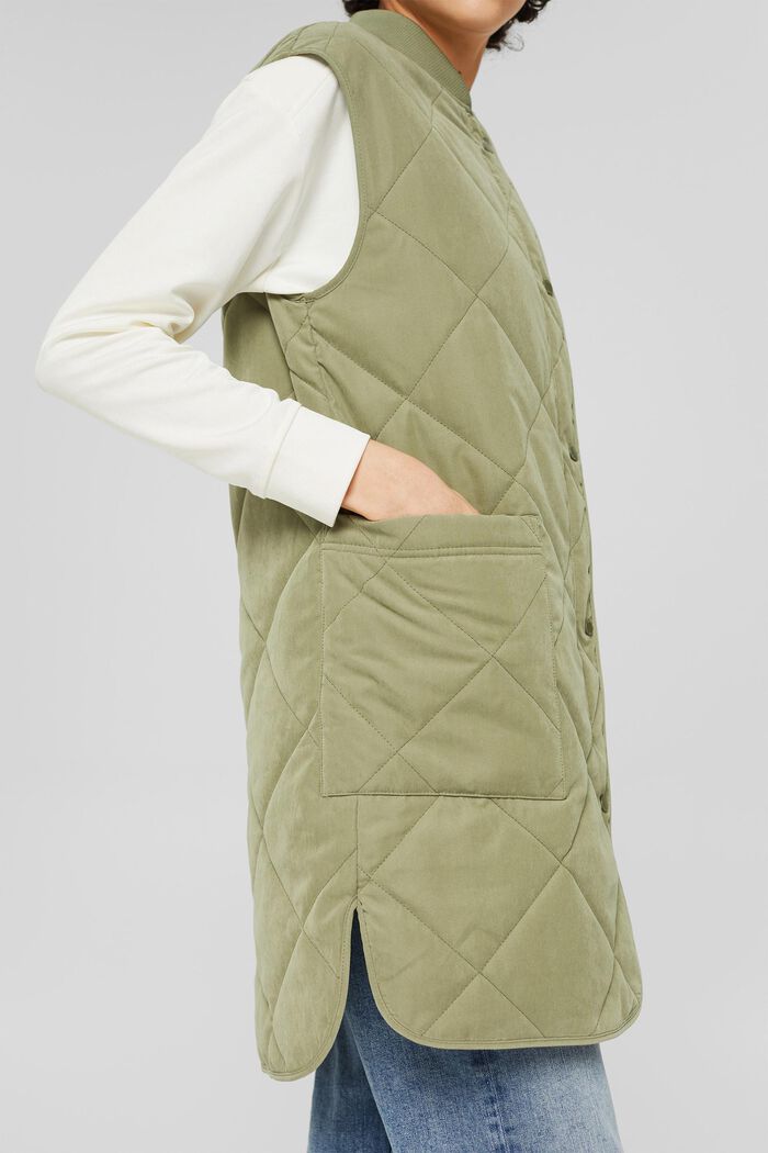 Made of recycled material: Quilted body warmer with zip, LIGHT KHAKI, detail image number 2