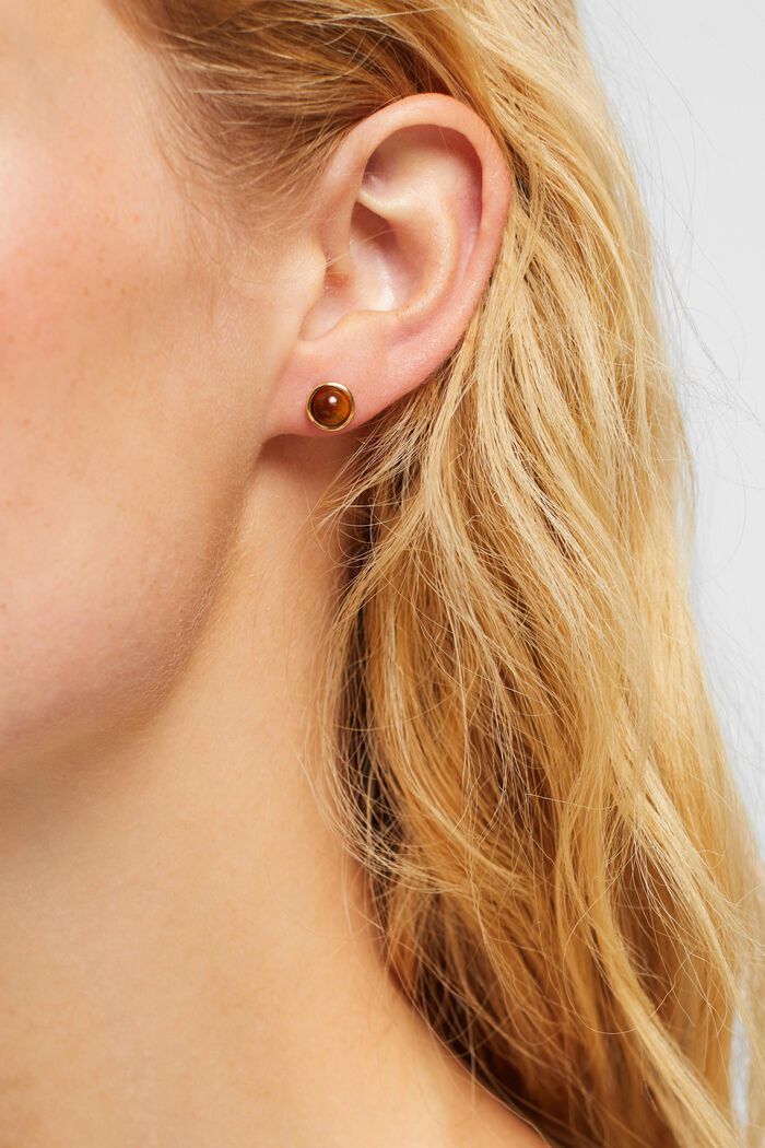 Stud earrings with gemstones, sterling silver