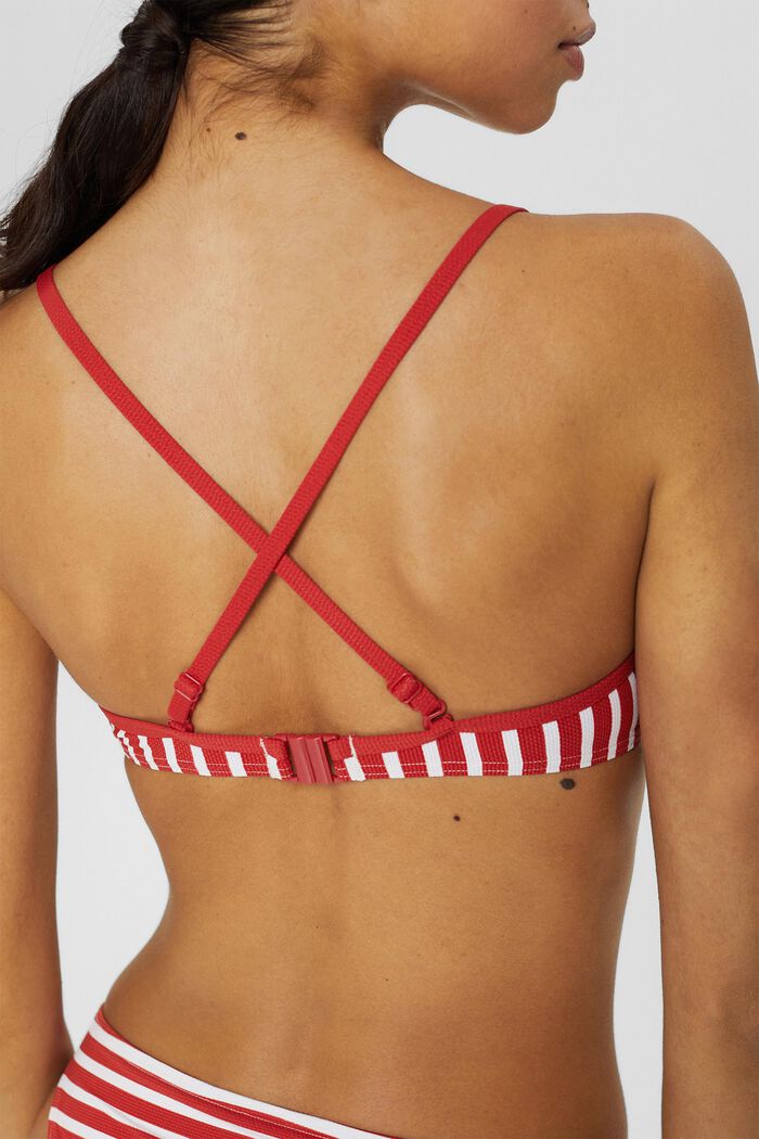 Recycled: padded top with stripes, RED, detail image number 3