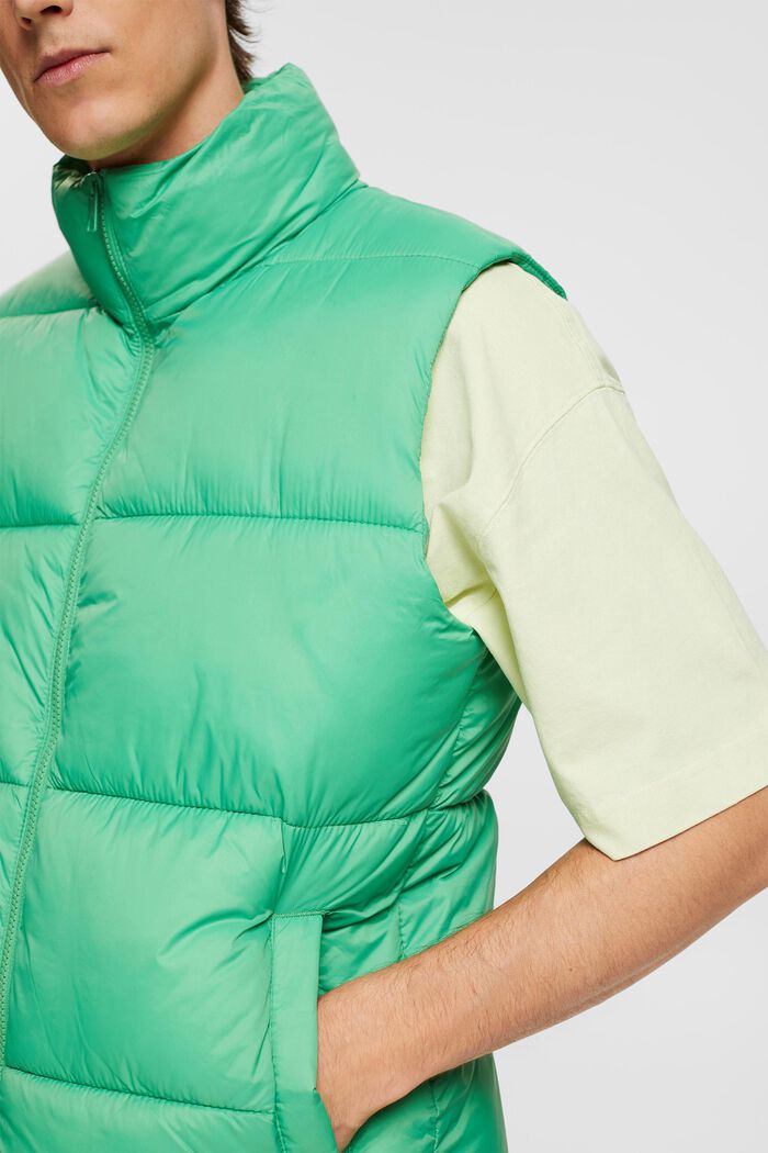 Quilted body warmer with high neck, GREEN, detail image number 0