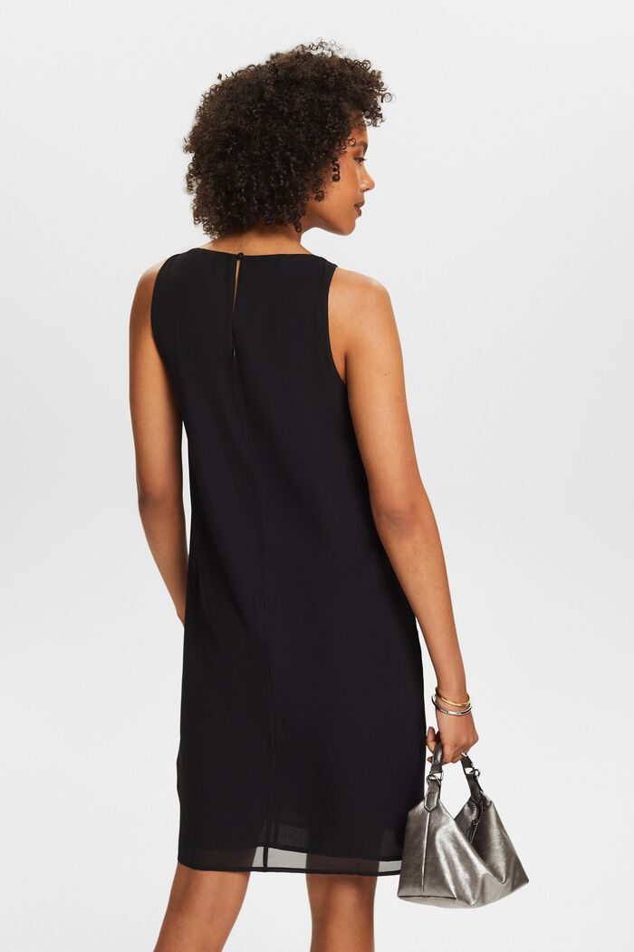 Sleeveless Crêpe Chiffon Mini Dress, BLACK, detail image number 2