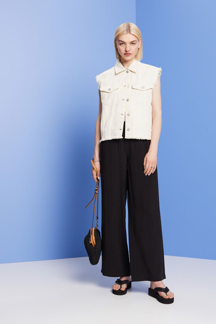 Wide leg pull-on trousers, BLACK, detail image number 1