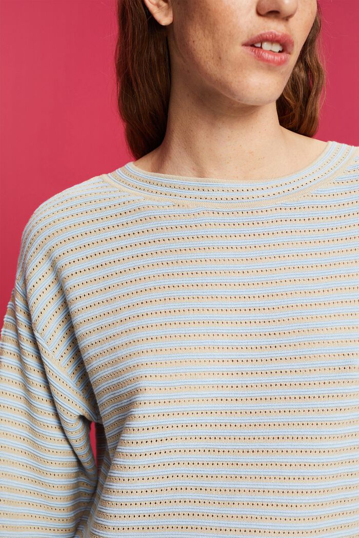 Mixed Knit Striped Sweater, NEW PASTEL BLUE, detail image number 2
