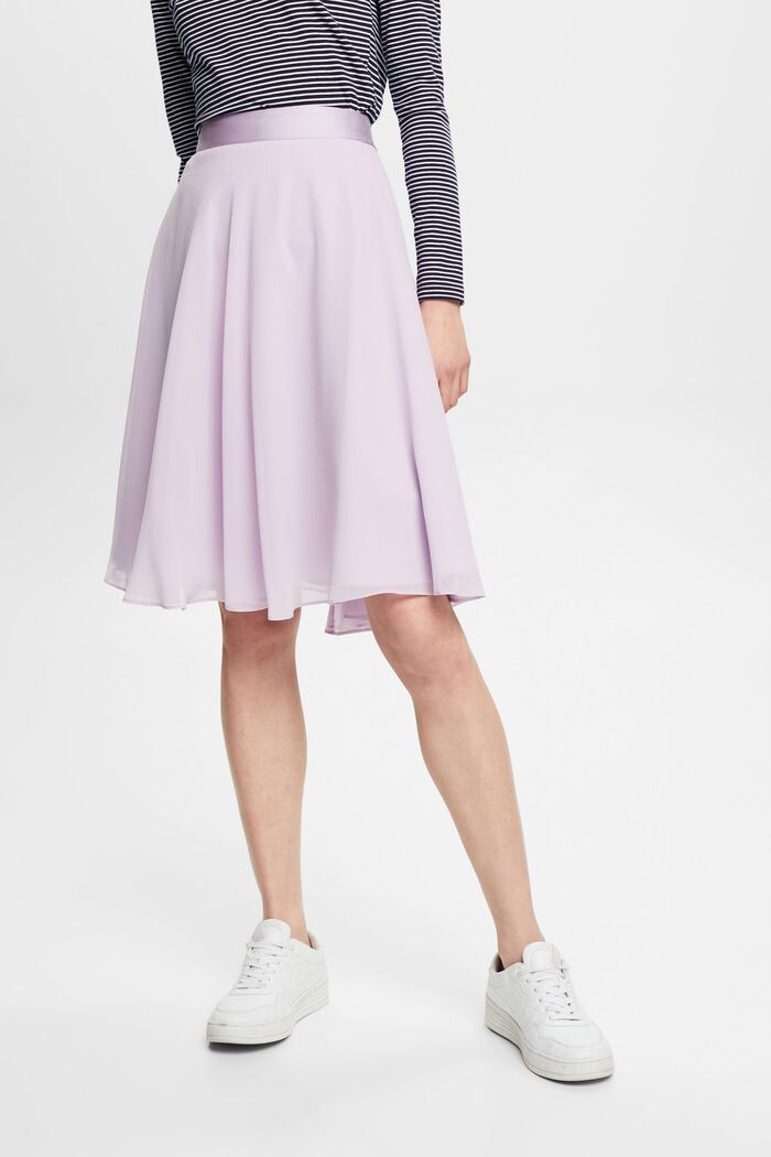 Knee-length chiffon skirt, LAVENDER, detail image number 0
