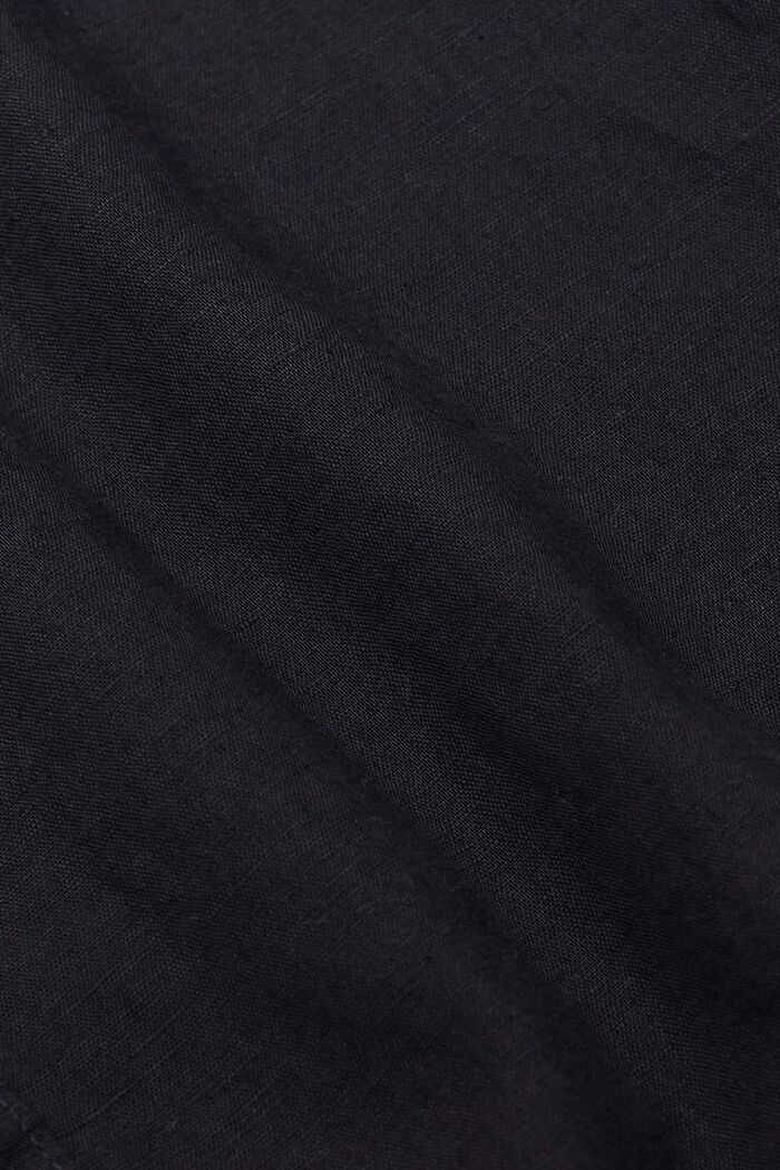Linen and cotton blend short-sleeved shirt, BLACK, detail image number 4