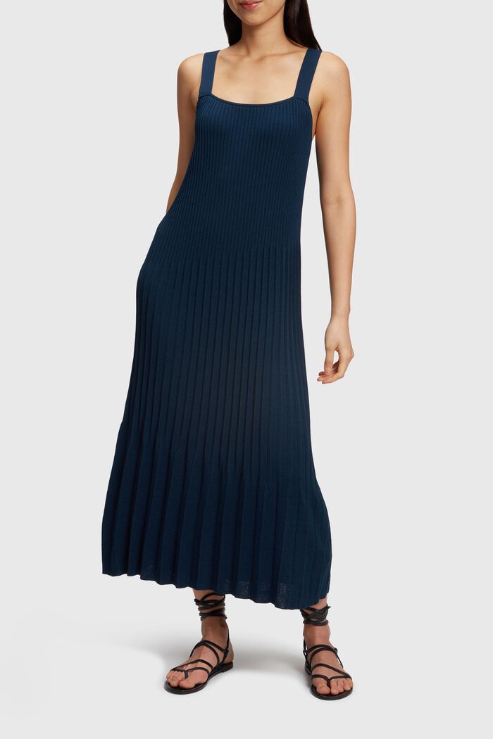 Pleated strap dress, NAVY, detail image number 2