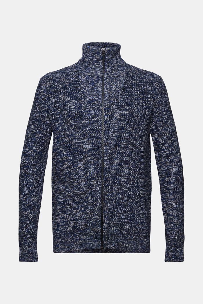 Cotton Zipper Cardigan, PETROL BLUE, detail image number 5