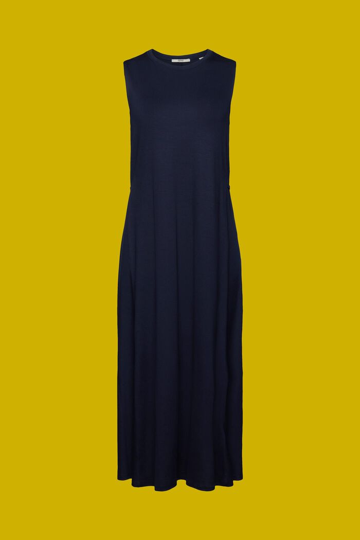 Jersey midi dress with fixed waist bands, NAVY, detail image number 6