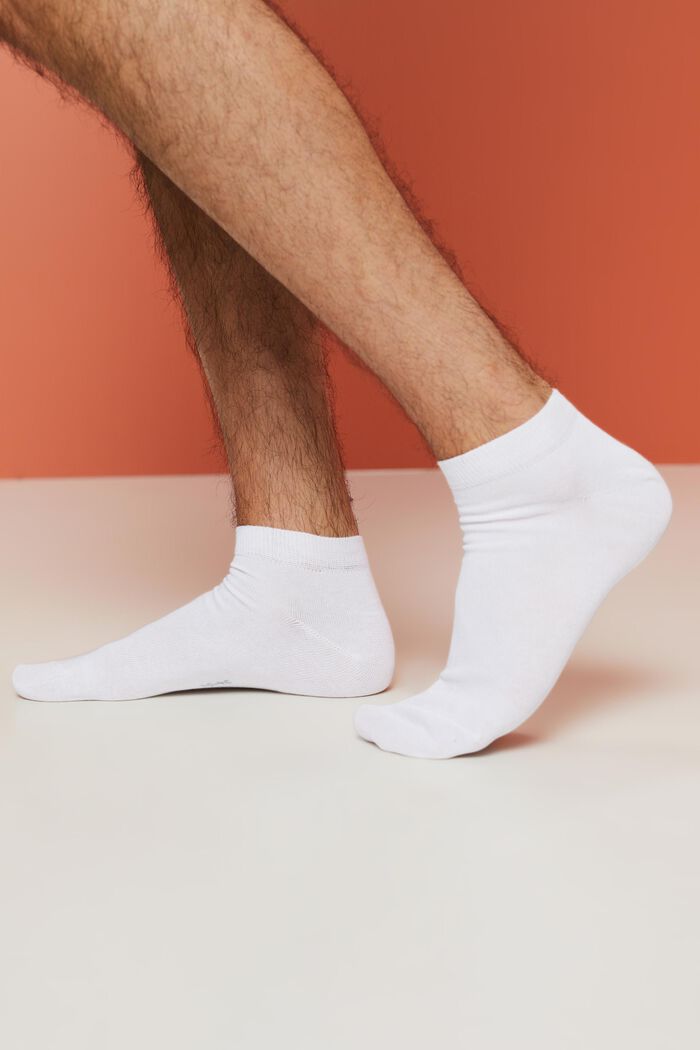 5-pack of blended cotton trainer socks, WHITE, detail image number 1