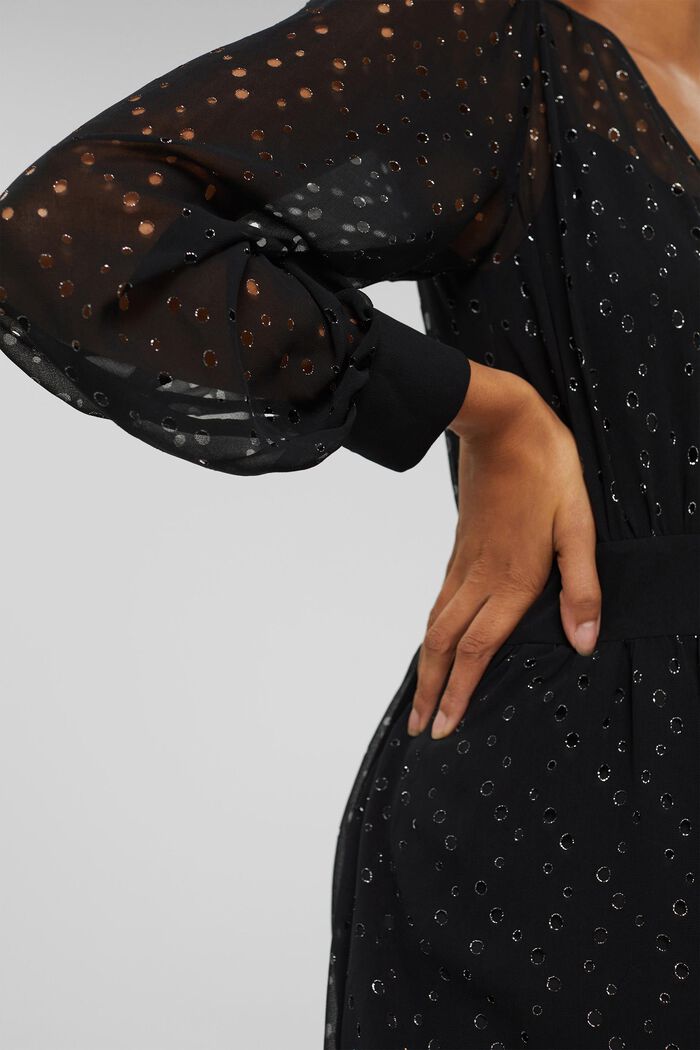 Recycled: chiffon dress with glitter, BLACK, detail image number 3