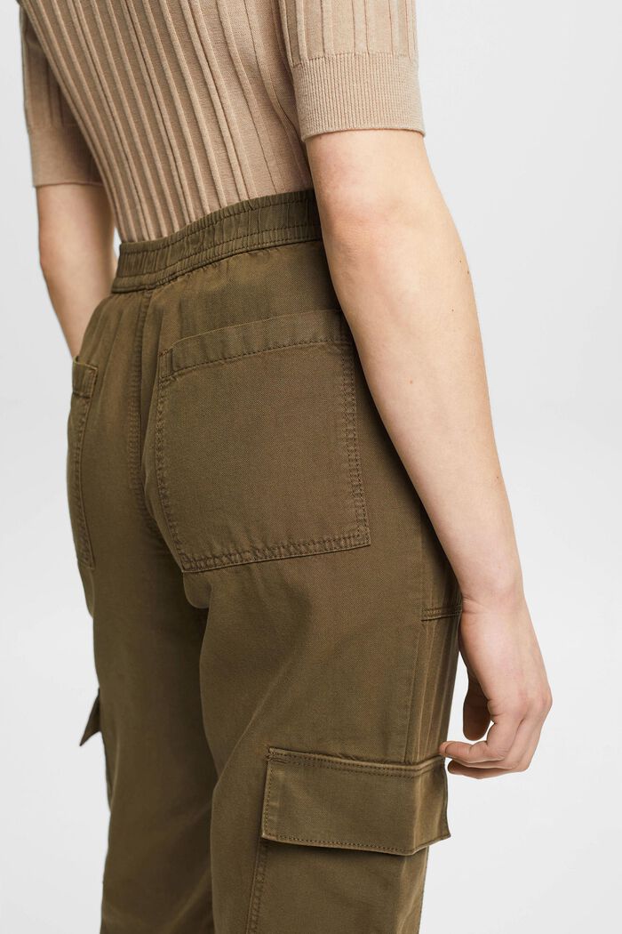 Mixed fabric cargo trousers with TENCEL™, KHAKI GREEN, detail image number 4