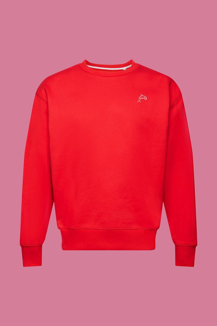 Sweatshirt with small dolphin print, ORANGE RED, detail image number 6