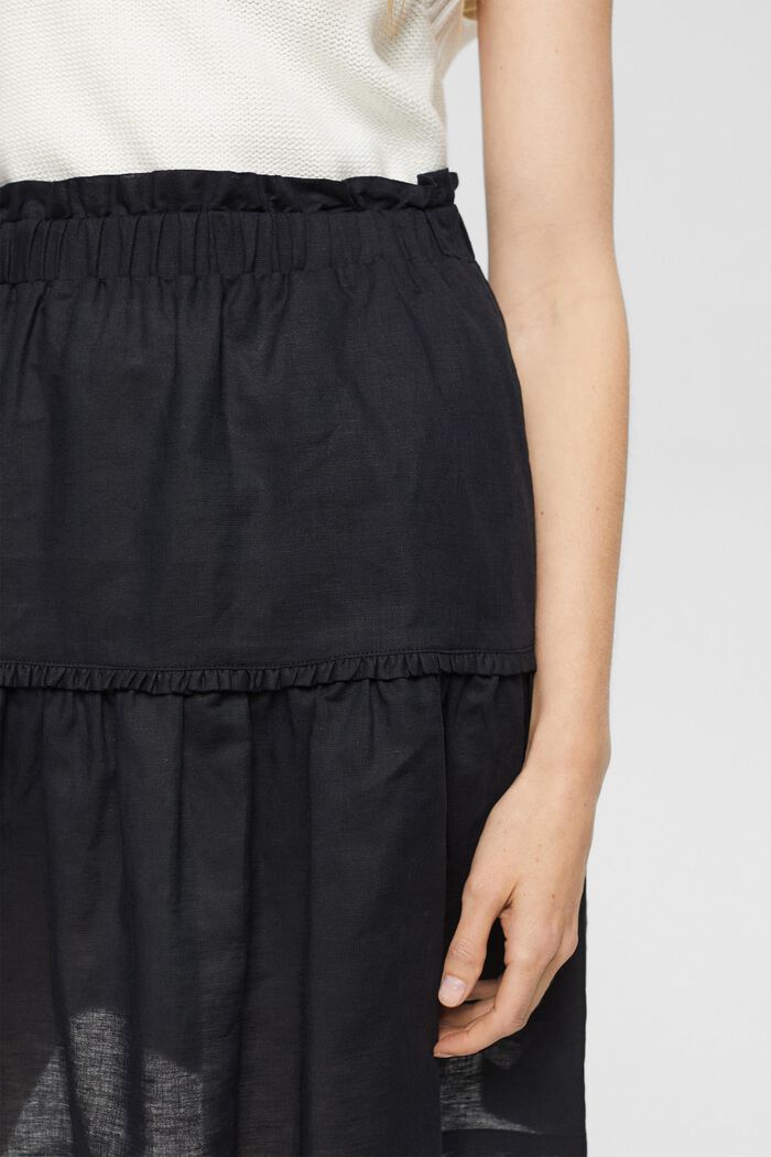 Mini skirt made of blended linen, BLACK, detail image number 3