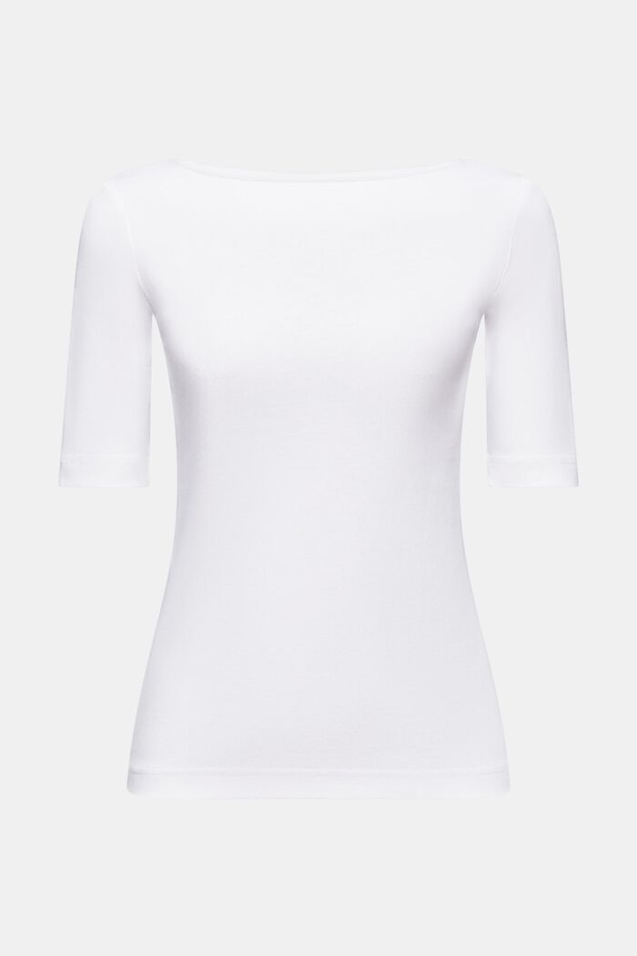 Boat Neck T-Shirt, WHITE, detail image number 7