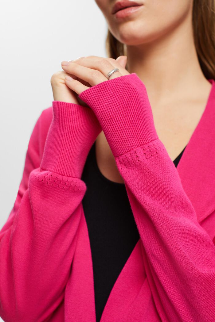Open-Front Sweater Cardigan, PINK FUCHSIA, detail image number 3