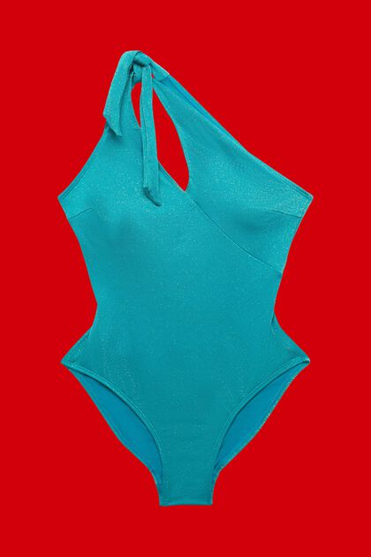 One-shoulder swimsuit with sparkle effect