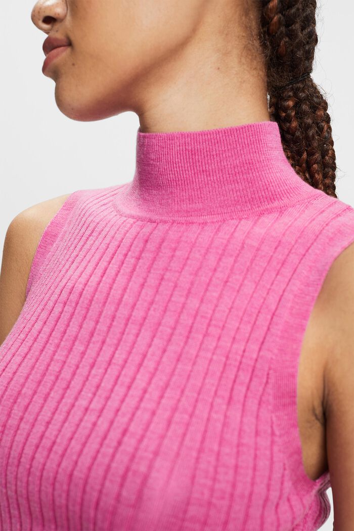 Super Fine Merino Wool Sleeveless Sweater, PINK FUCHSIA, detail image number 1