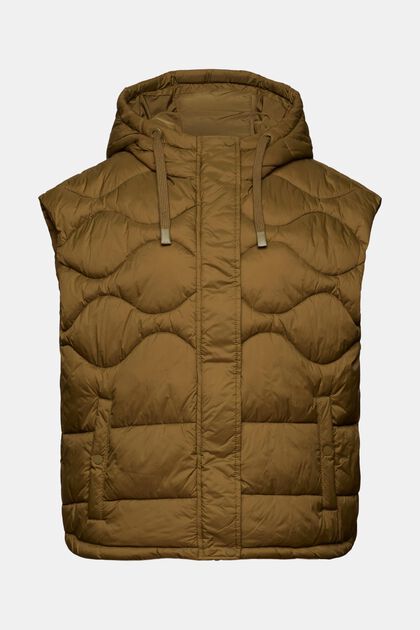 Recycled: quilted waistcoat with a hood