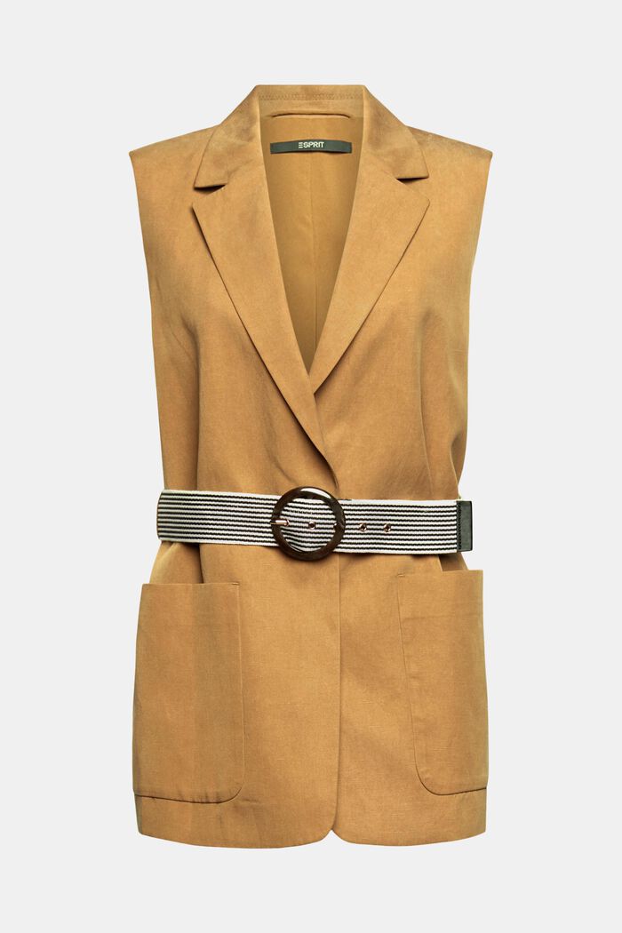 Linen blend: vest with a detachable belt