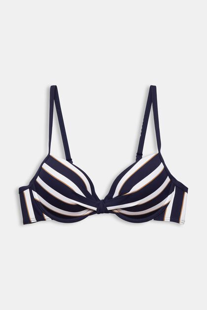 Padded and underwired bikini top with stripes