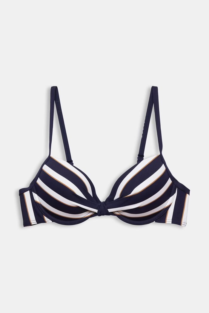 Padded and underwired bikini top with stripes, NAVY, detail image number 4