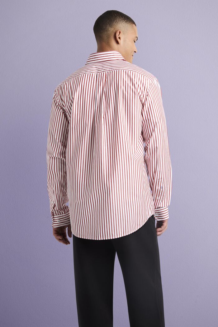 Striped Cotton-Poplin Shirt, DARK RED, detail image number 3