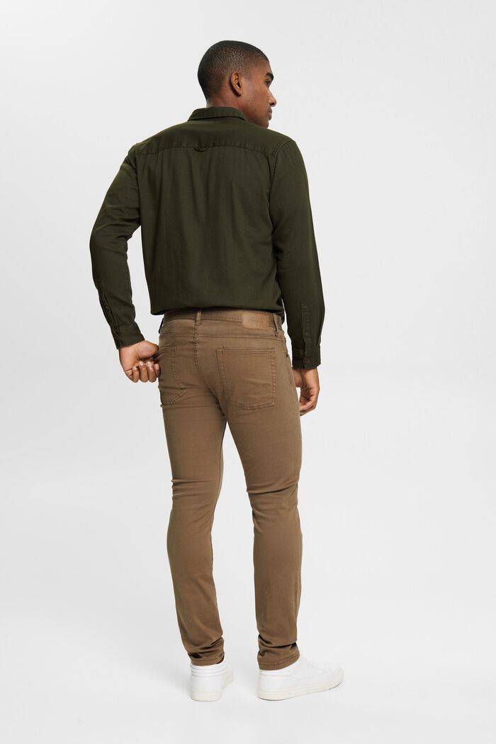 Slim fit trousers, organic cotton, DARK KHAKI, detail image number 5