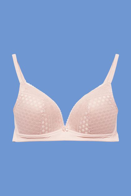 Soft bra in geometric lace, OLD PINK, overview