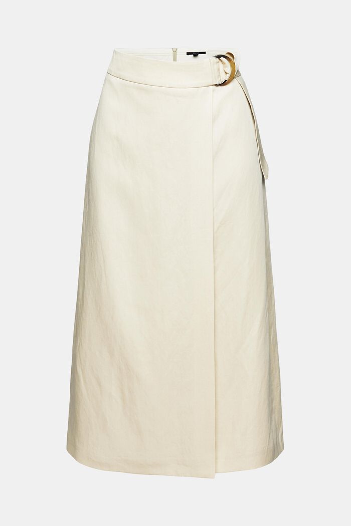 With linen: midi skirt in a wrap-over look