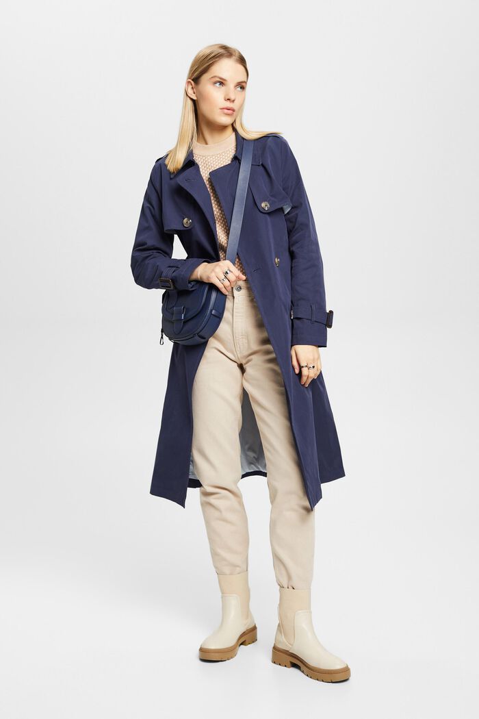 Double-breasted trench coat with belt, NAVY, detail image number 1