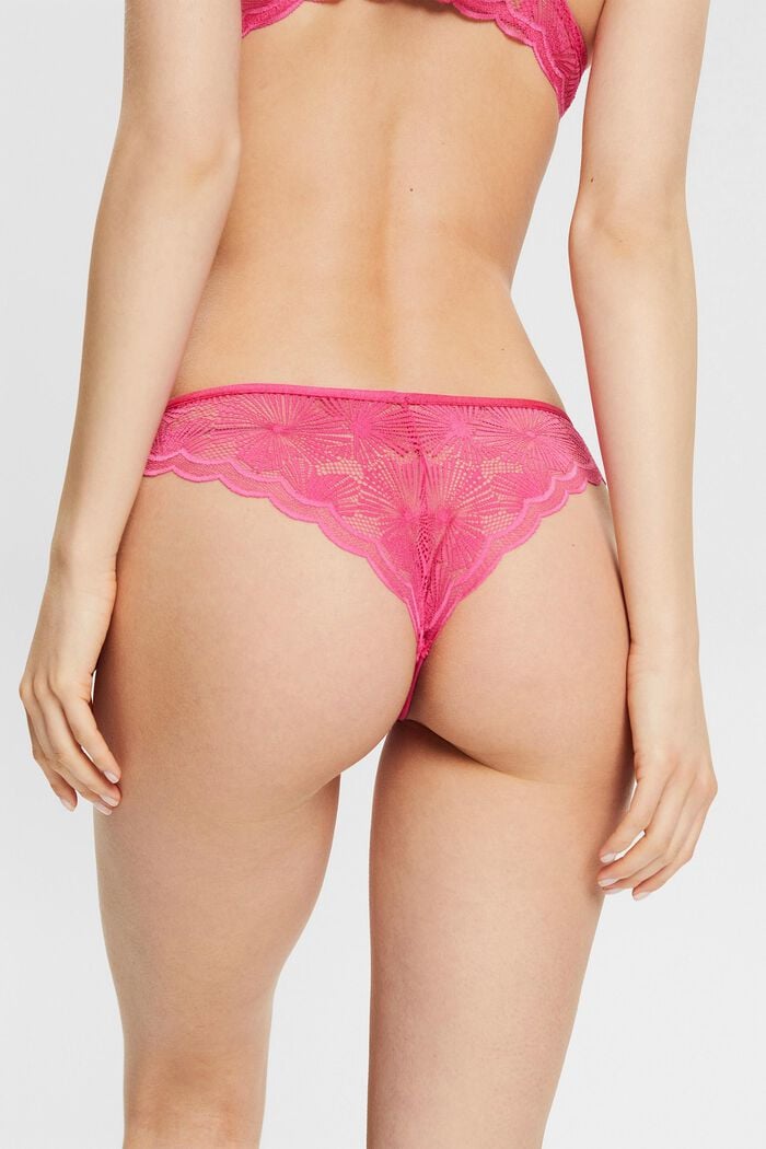 Brazilian shorts with patterned lace, PINK FUCHSIA, detail image number 3