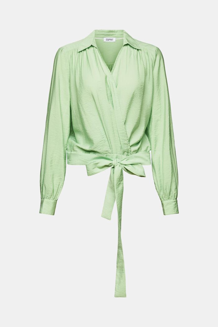 Gathered Wrap Blouse, LIGHT GREEN, detail image number 5