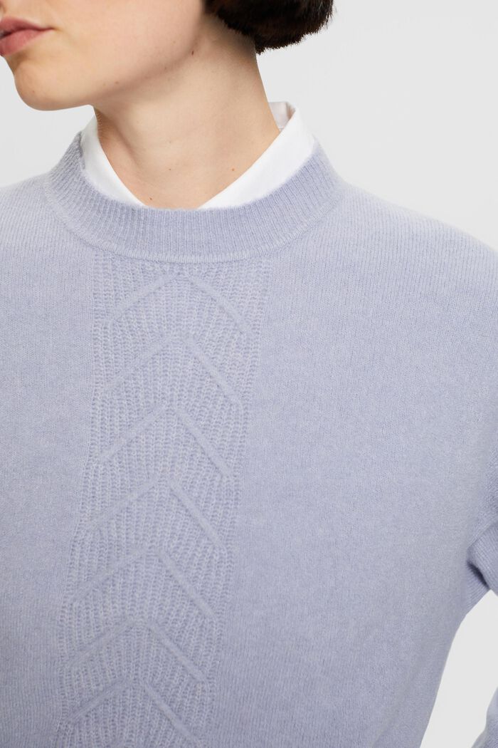 Crewneck Knit Sweater, LIGHT BLUE LAVENDER, detail image number 2