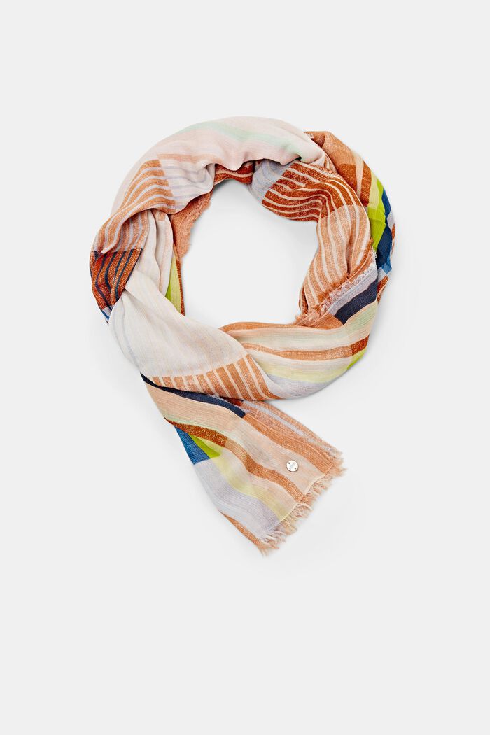 Geometric striped scarf, GOLDEN ORANGE, detail image number 0