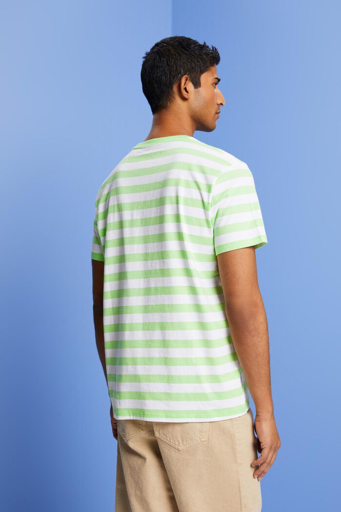 Striped Cotton T-Shirt, CITRUS GREEN, detail image number 3