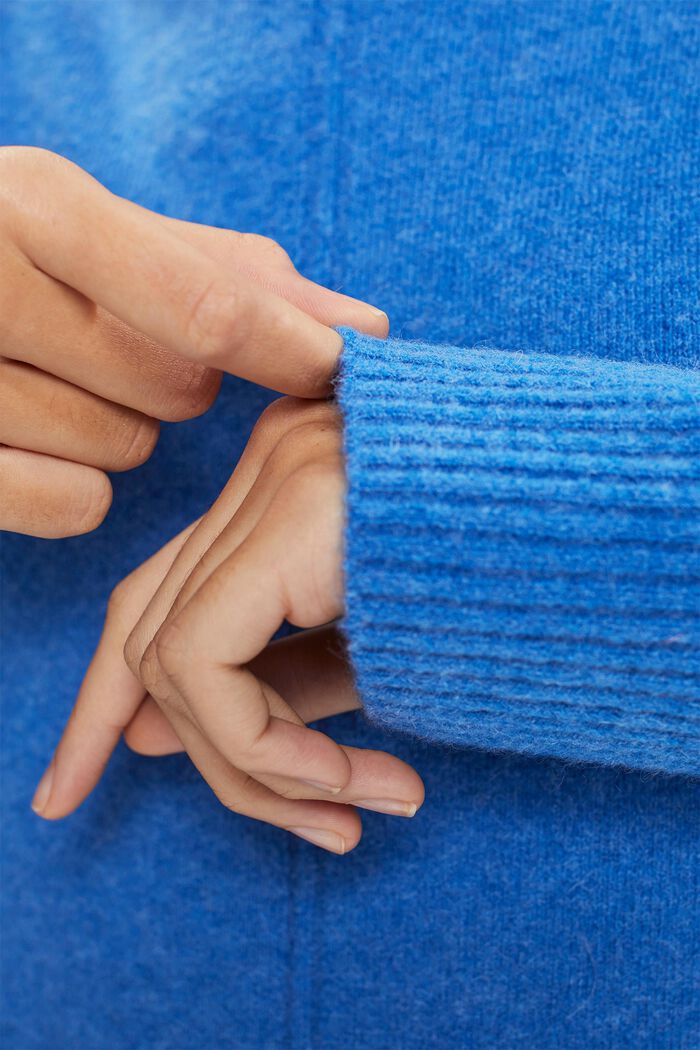 Wool blend: fluffy jumper with stand-up collar, BRIGHT BLUE, detail image number 3