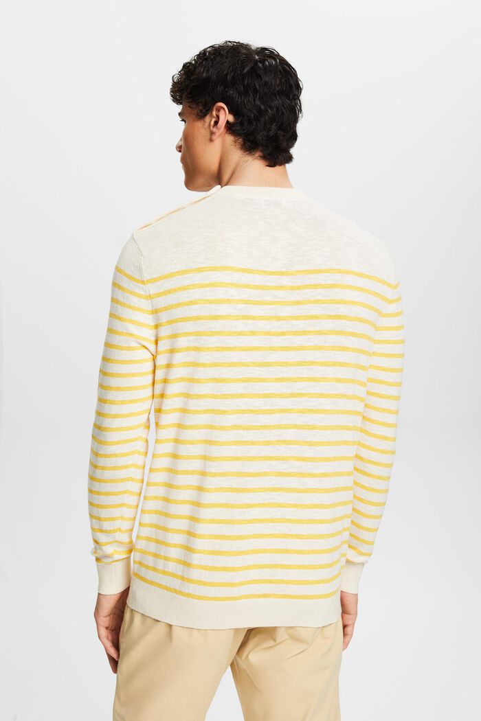 Striped Cotton-Linen Sweater, SUNFLOWER YELLOW, detail image number 2