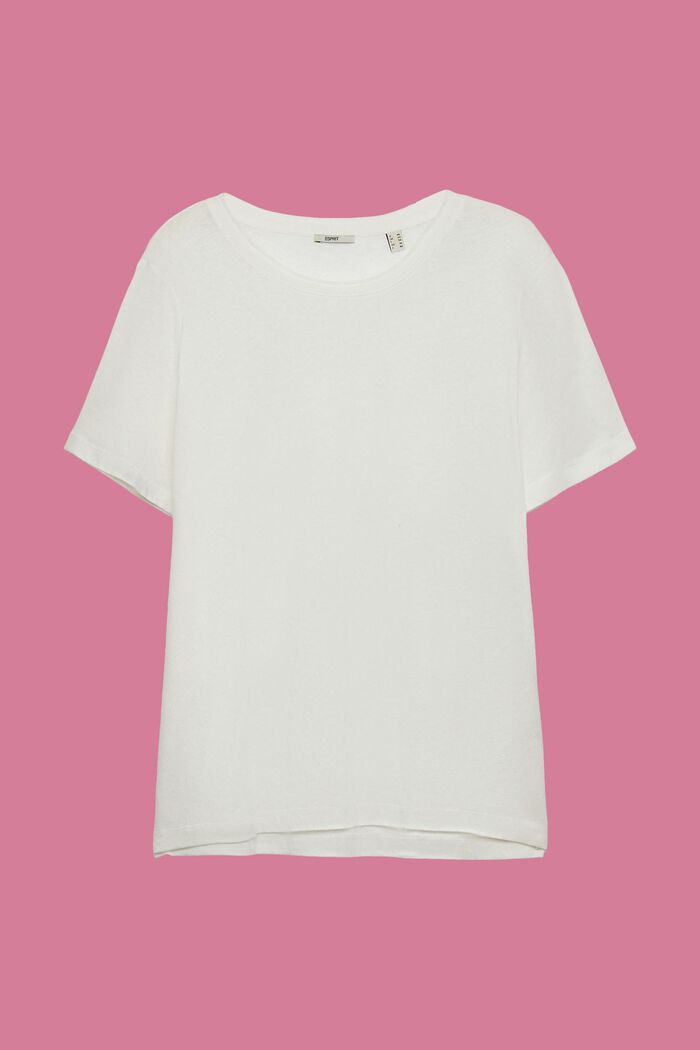 CURVY Cotton-linen blended t-shirt, OFF WHITE, detail image number 0