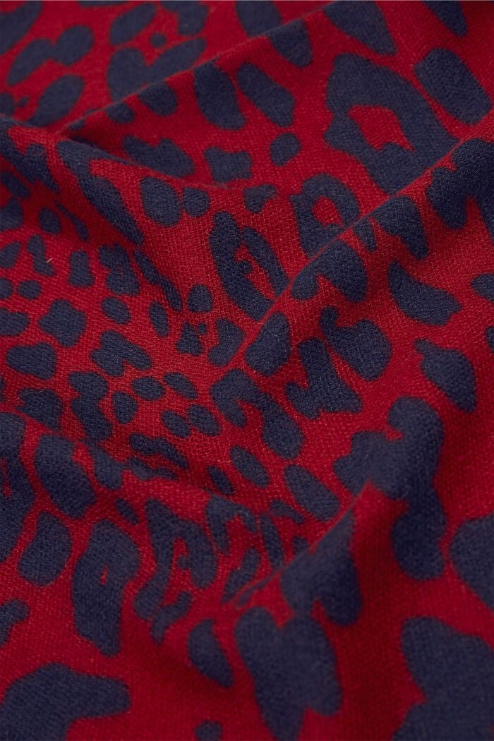 Recycled: leopard pattern scarf, DARK RED, detail image number 2