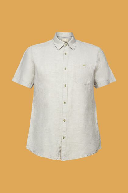Blended linen dogstooth short-sleeved shirt