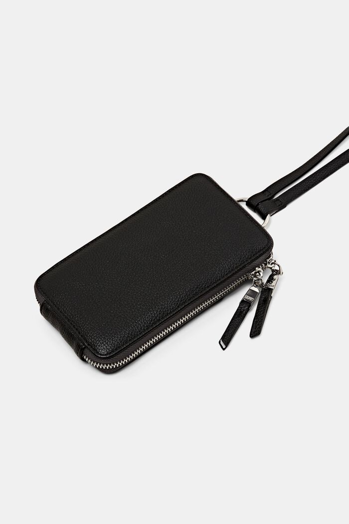 Faux leather phone bag, BLACK, detail image number 1