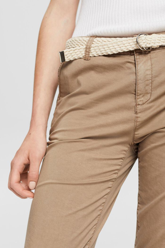 Chinos with braided belt, TAUPE, detail image number 0