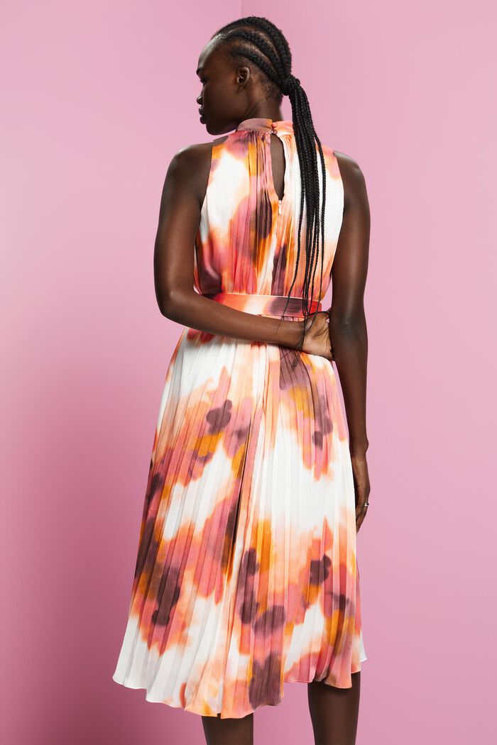 Crinkled midi dress with all-over print, PINK, detail image number 3