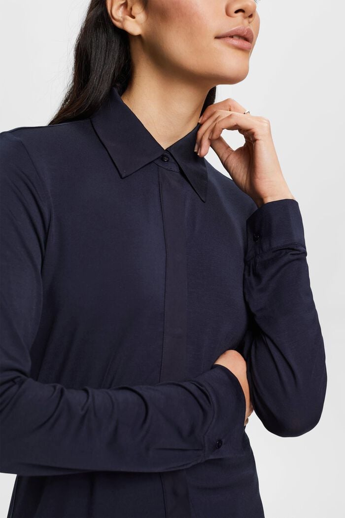 Long-sleeved top with buttons, NAVY, detail image number 2