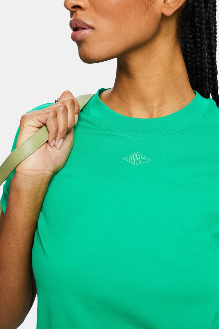 Pima Cotton Embroidered Logo T-Shirt, GREEN, detail image number 3