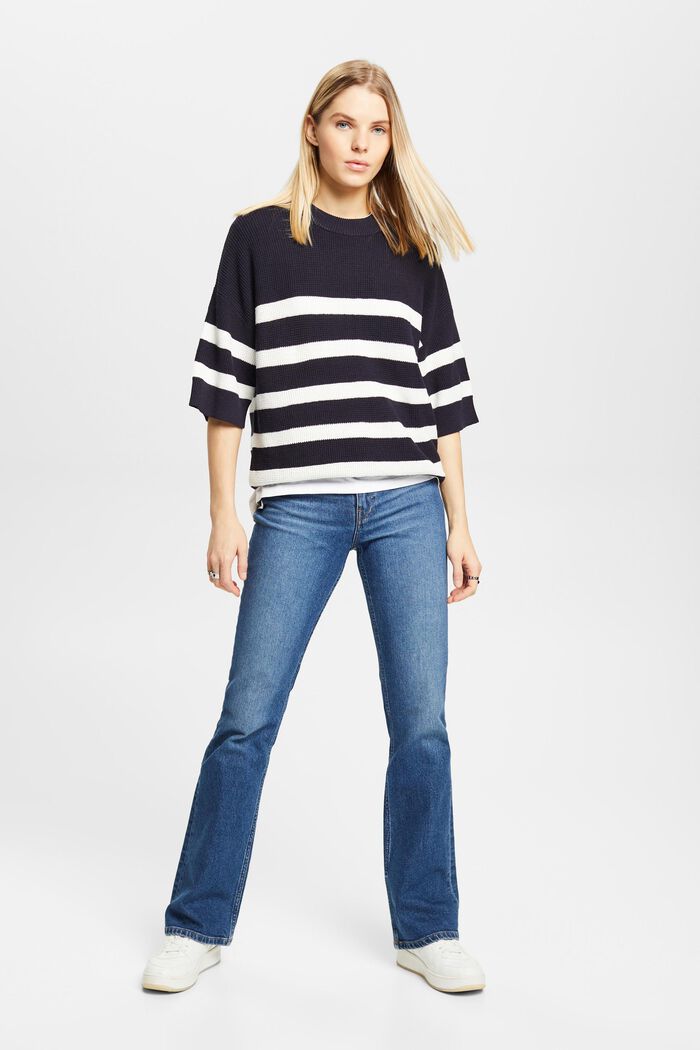 Striped knit jumper with cropped sleeves, NAVY, detail image number 4